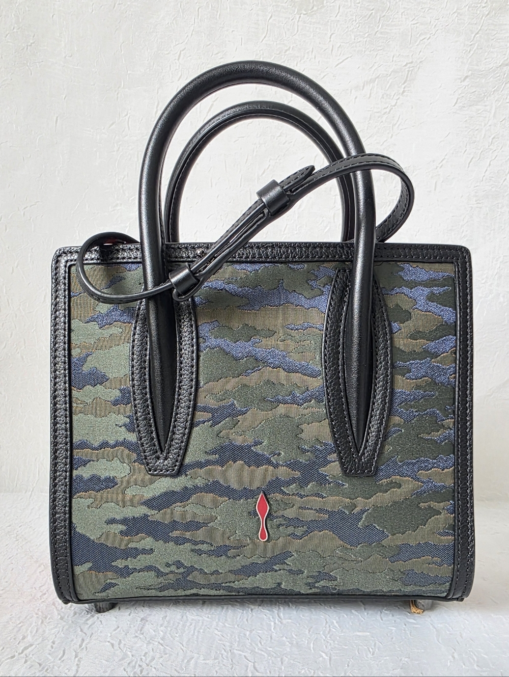 Auth Christian Louboutin Paloma Camouflage Small Leather Tote